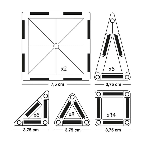 Magnetické stavebnice - Mini Magnex, Travel Set XL (56 dílů)