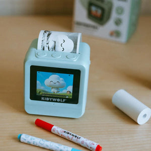 Kidywolf Kidyprinter AI - Drucker mit Ausdruck, Papierrolle und Markern