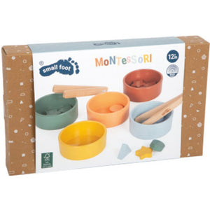 Montessori třídící hra - s kleštěmi (5 misek, 15 prvků)