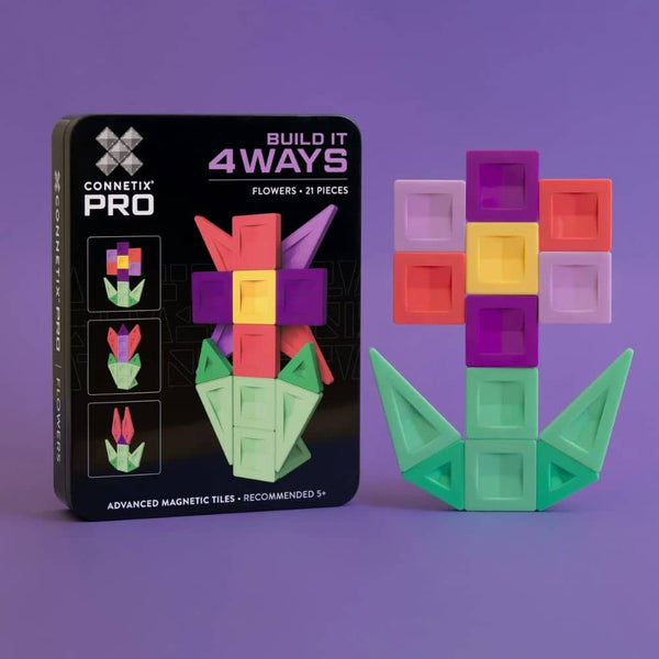 Magnetické stavebnice - PRO Build It 4 Ways Flowers Pack (21 dílů)