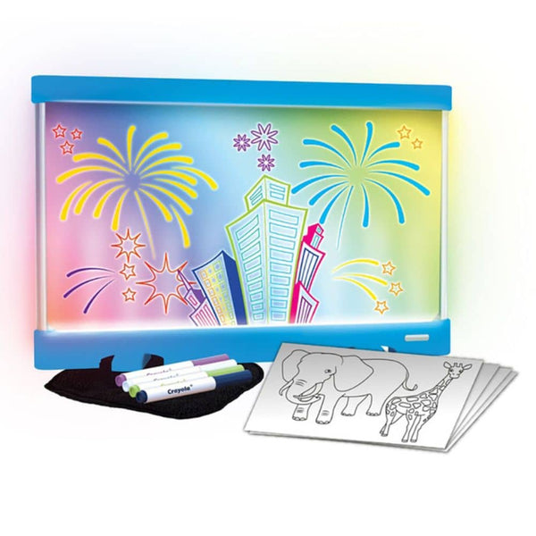 Colorvibe - LED světelná tabule na kreslení s 10 gel-fixami - Modrá