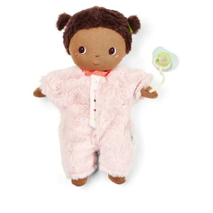 Babypuppe Nour von Lilliputiens im rosa Strampler mit Schnuller