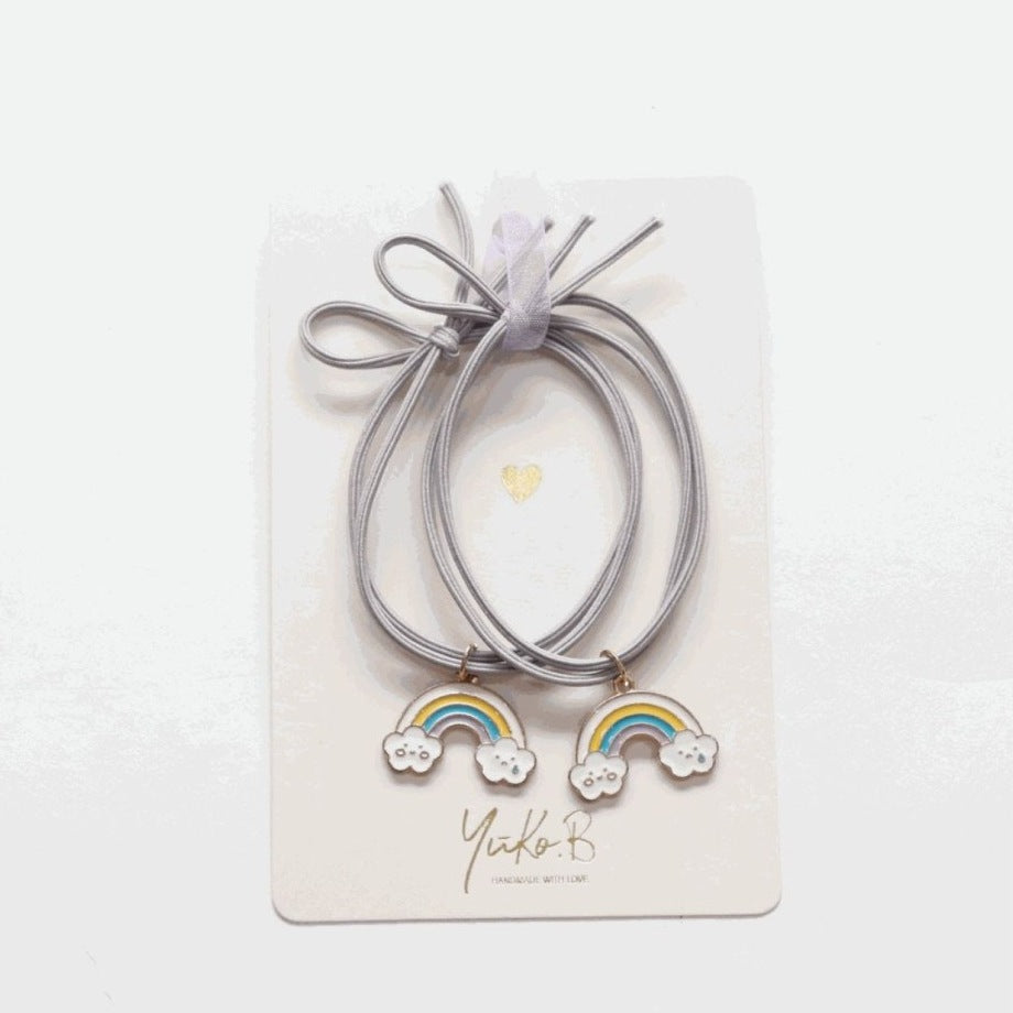 Yuko B. Haargummi-Armbänder Regenbogen - 2 Stück - Produktbild