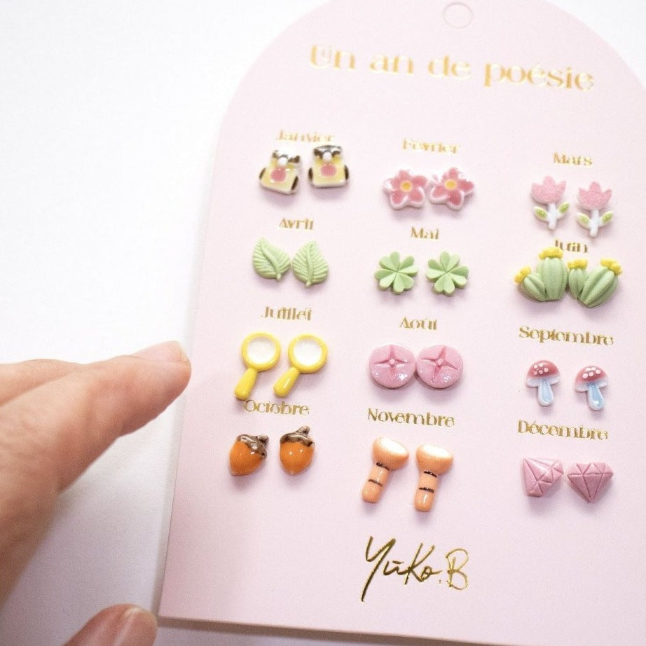 Yuko B. Ohrstecker-Set Poesie-Jahr Kleine Entdecker mit 12 Paar
