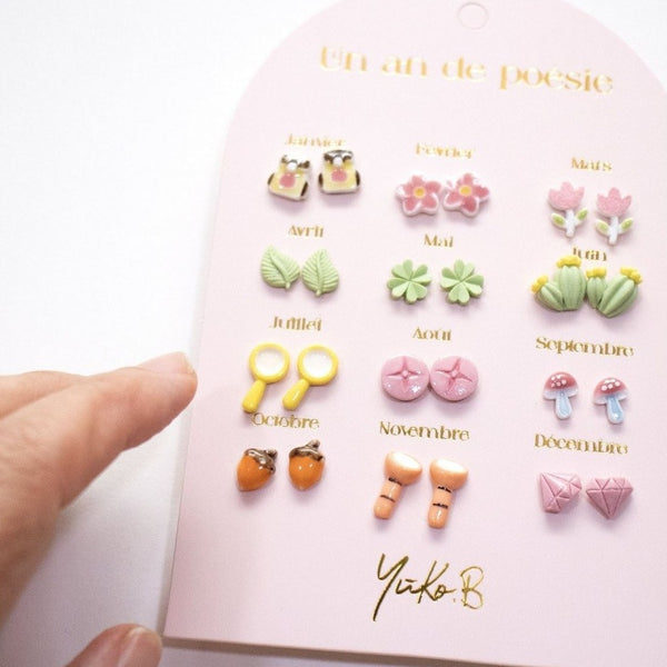 Yuko B. Ohrstecker-Set Poesie-Jahr Kleine Entdecker mit 12 Paar - Ansicht 3