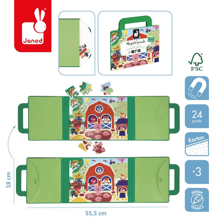 Janod Magnetpuzzle Magneti'Puzzles Bauernhof