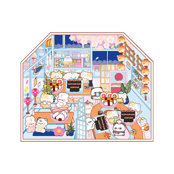Fertig gestaltete Szene mit Sushi-Restaurant