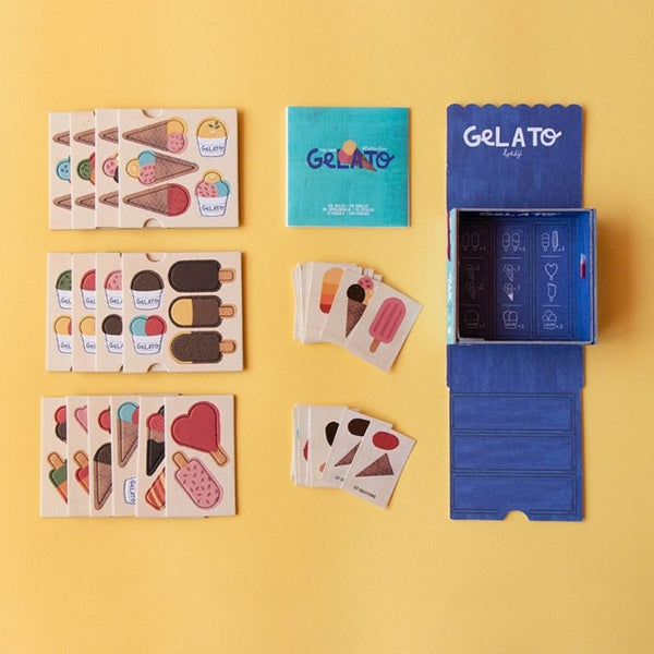 Londji Gelato - Spielinhalt: Eis-Plättchen, Spielkarten und Schachtel