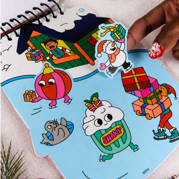 Weihnachtsszene im Stickerheft Christmas von OMY