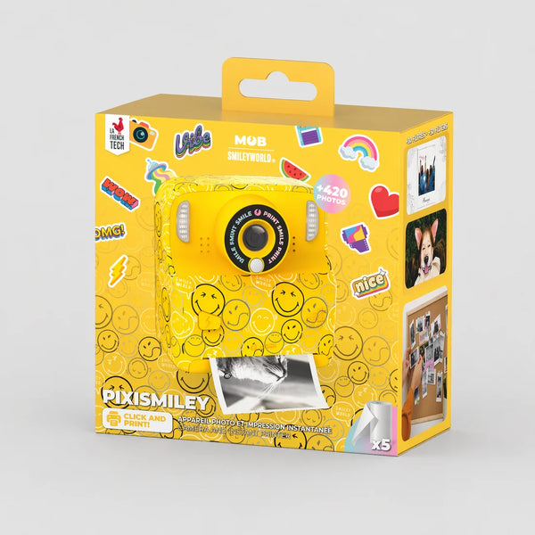 Dětský fotoaparát s okamžitým tiskem - PixiPrint Smiley World, žlutá (od 3 let)