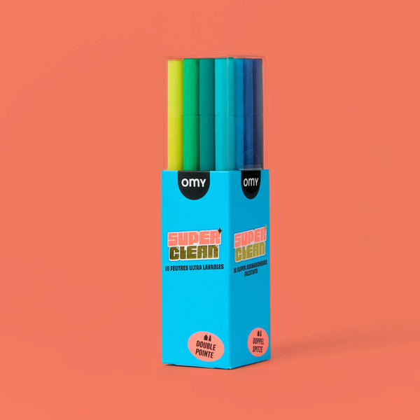 Smývatelné oboustranné fixy - Super Clean, 16 ks (od 3 let)