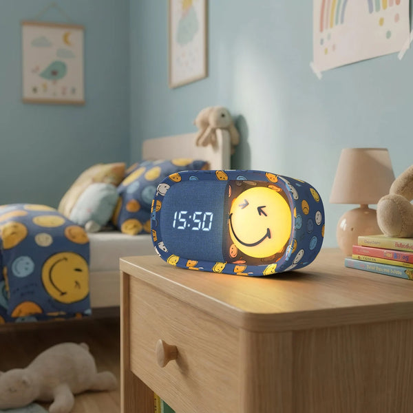 Dětský budík s nočním světlem - Smiley World, modrá (od 3 let)