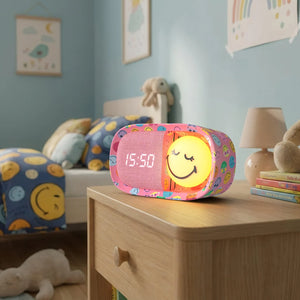 Dětský budík s nočním světlem - Smiley World, růžová (od 3 let)