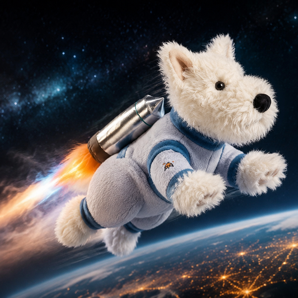Plyšový teriér astronaut - Cream (23 cm)