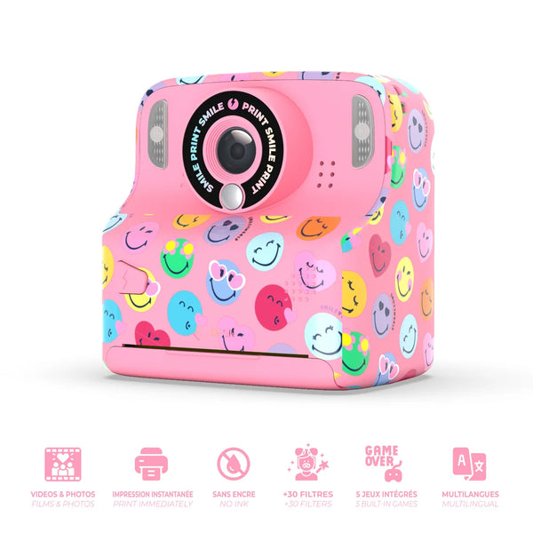 Dětský fotoaparát s okamžitým tiskem - PixiPrint Smiley World, růžová (od 3 let)
