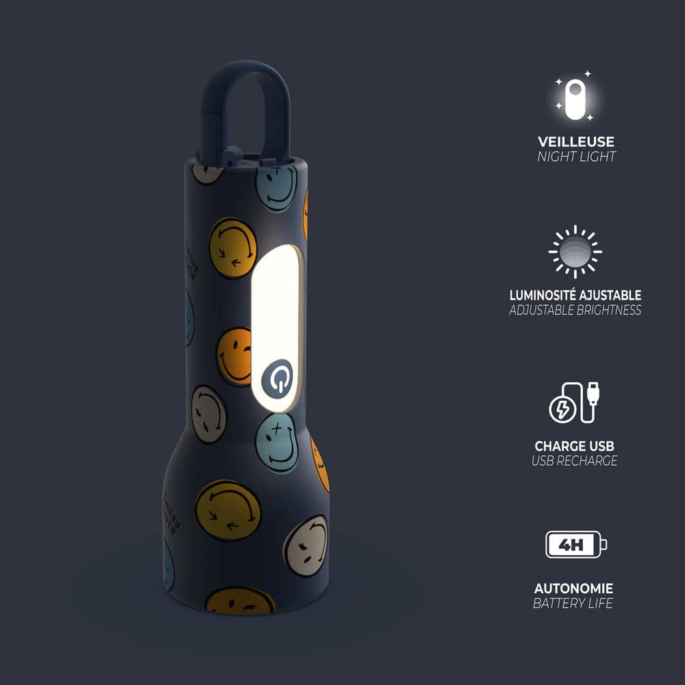Kinder-Taschenlampe aus Silikon MOB Smiley World in Blau