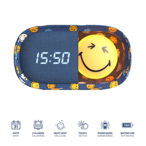 Dětský budík s nočním světlem - Smiley World, modrá (od 3 let)