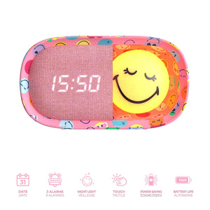Dětský budík s nočním světlem - Smiley World, růžová (od 3 let)