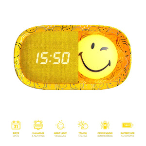 Dětský budík s nočním světlem - Smiley World, žlutá (od 3 let)