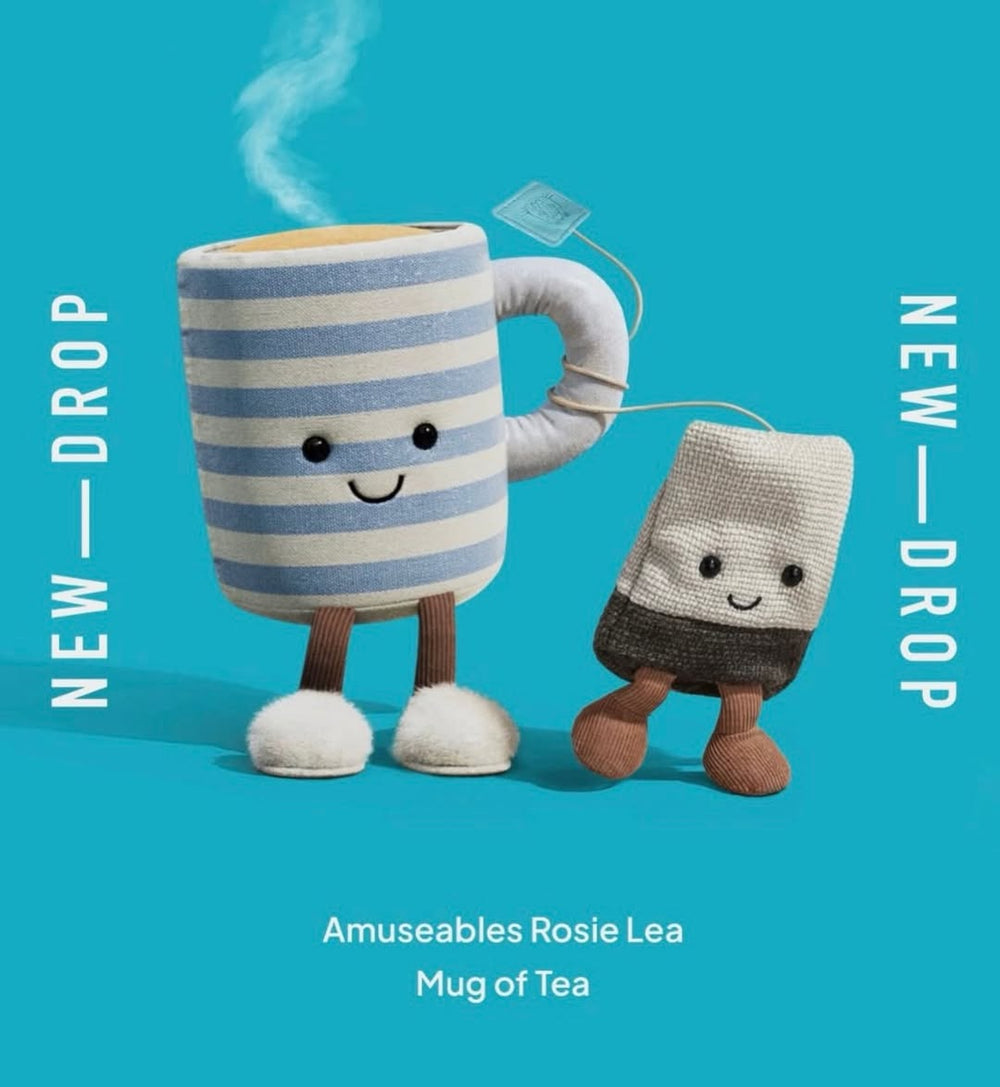 Sada: Amuseable Tea Time Duo – plyšový sáček na čaj a hrnek Rosie Lea