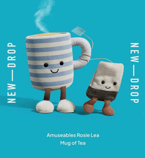 Sada: Amuseable Tea Time Duo – plyšový sáček na čaj a hrnek Rosie Lea