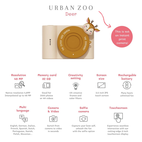 Digitální fotoaparát pro děti Full HD Urban Zoo - Jelen