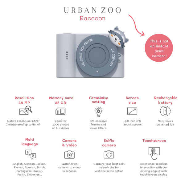 Digitální fotoaparát pro děti Full HD Urban Zoo - Mýval