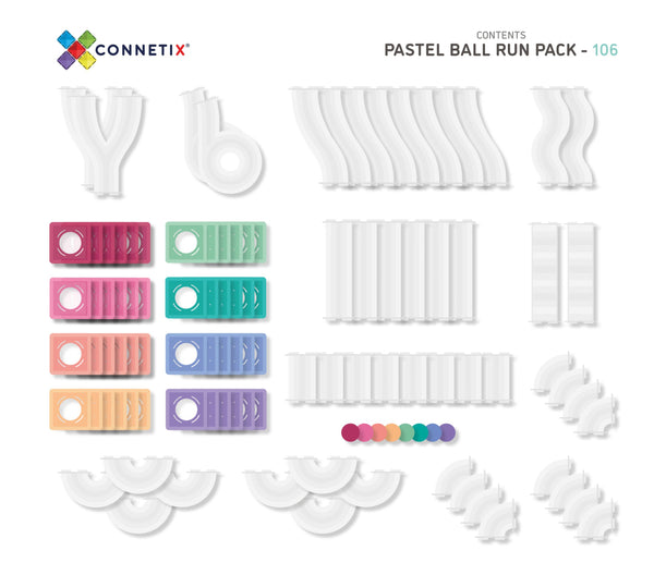 Connetix Pastell Kulodrom Set mit verschiedenen Bahnelementen für kreatives Spielen und Konstruktion