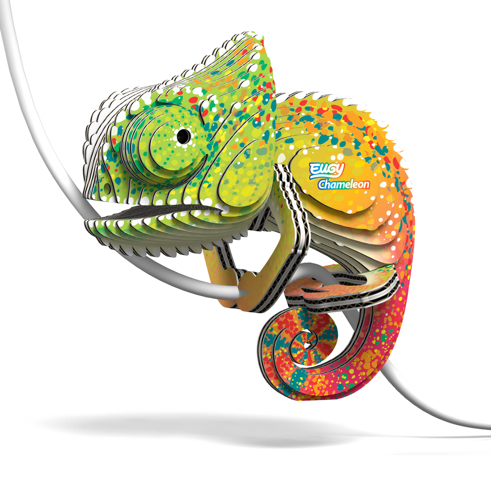 3D Öko-Puzzle Chamäleon von Eugy, buntes Puzzle für kreative Bastler und Umweltbewusste