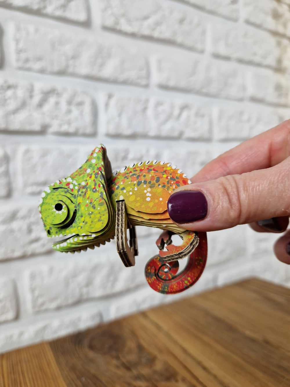 3D Öko-Puzzle Chamäleon von Eugy, buntes Puzzle für kreative Bastler und Umweltbewusste