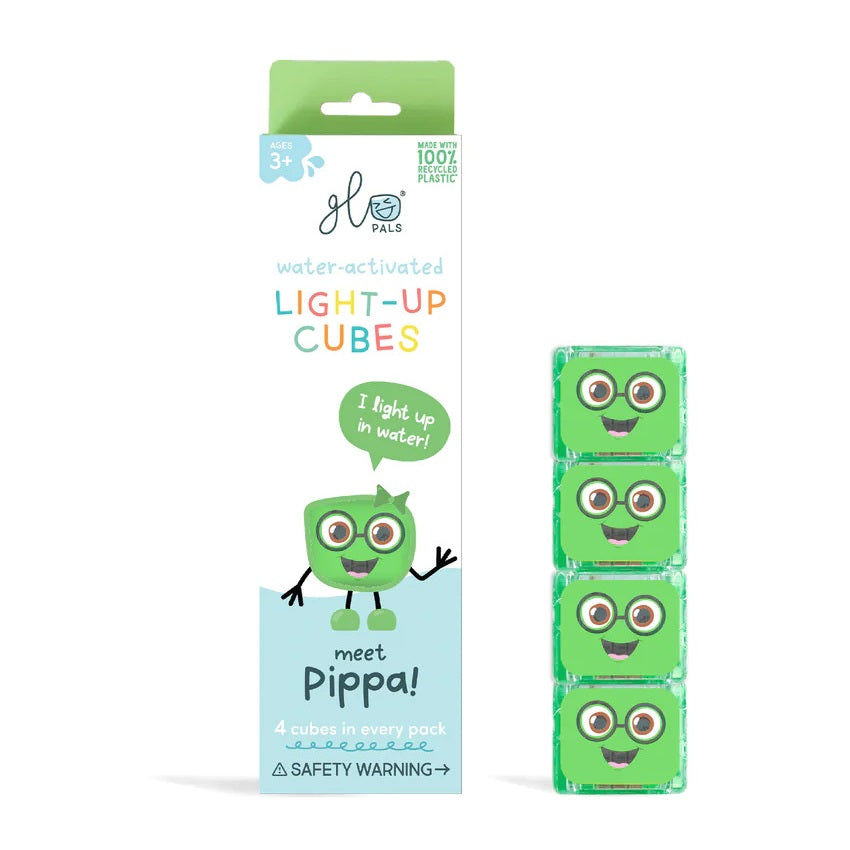 Sensorische Würfel, die im Wasser leuchten Pippa – grün von Glo Pals Bade-Spielzeug für Kinder 3+