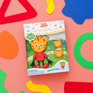 Badefigur Tiger Daniel – Set mit zwei im Wasser leuchtenden Sensorikwürfeln von Glo Pals in Verpackung