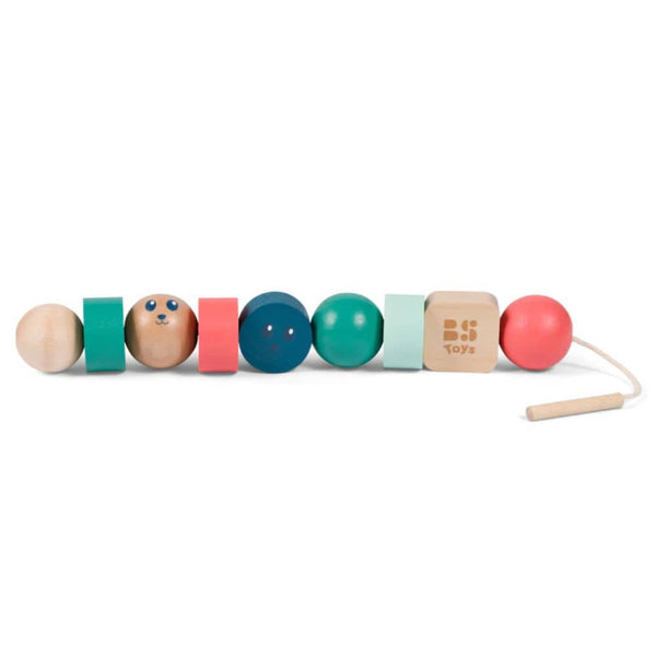 Holz Fädelspielzeug Kinder von BS Toys mit bunten Holzperlen zum Fädeln und Spielen