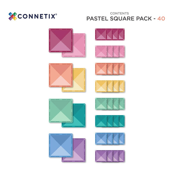 Magnetické stavebnice - pastelový Square Pack 40 dílů