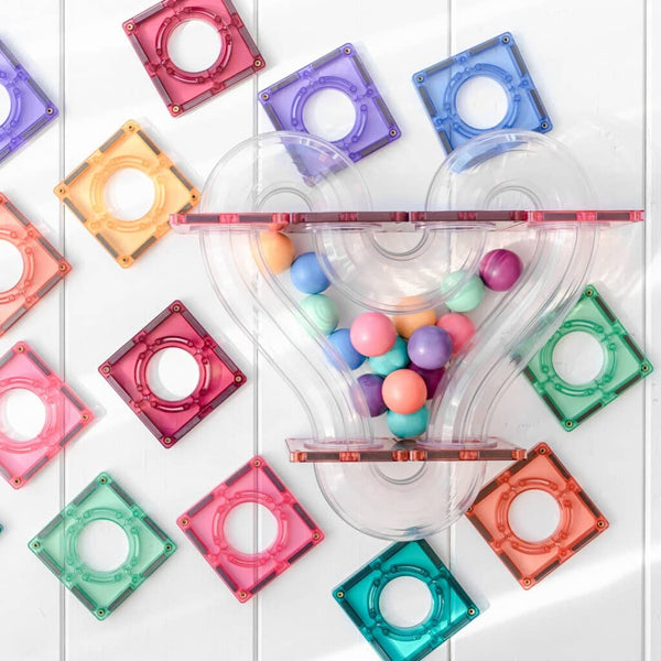 Magnetické stavebnice kuličkodráha – Pastel Ball Run Pack 106 dílů