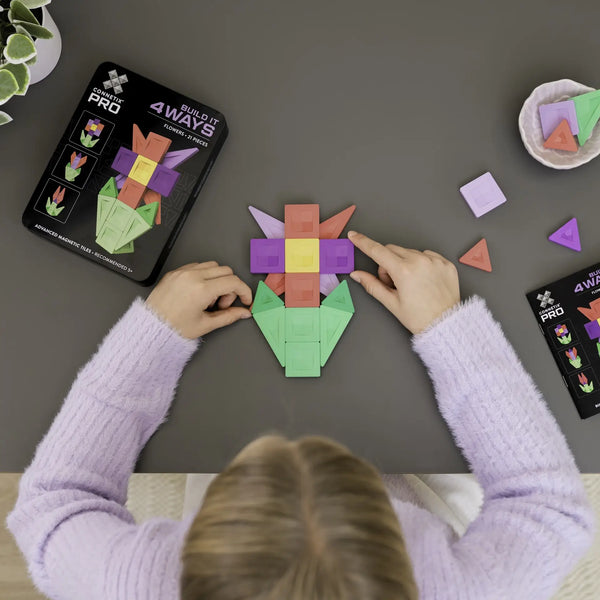 Magnetické stavebnice - PRO Build It 4 Ways Flowers Pack (21 dílů)