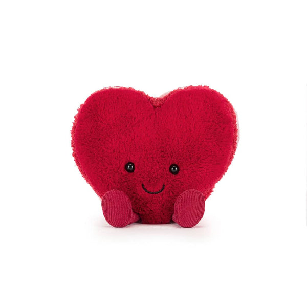 Jellycat Mackaroni Herz Kuscheltier in Herzform mit lächelndem Gesicht und weichem Fell