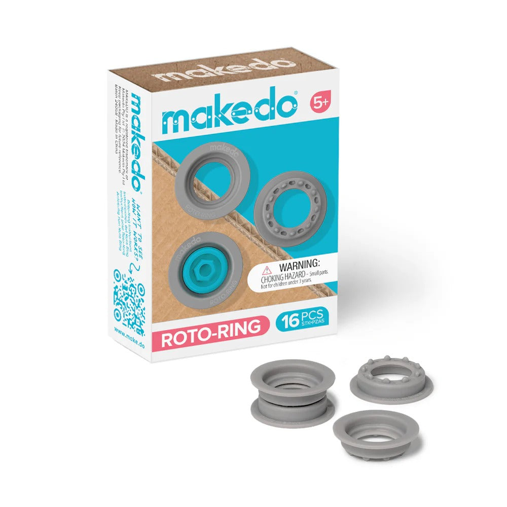 Satz von Roto-Ring 16 el. von Makedo mit grauen Kunststoffringen und Verpackung