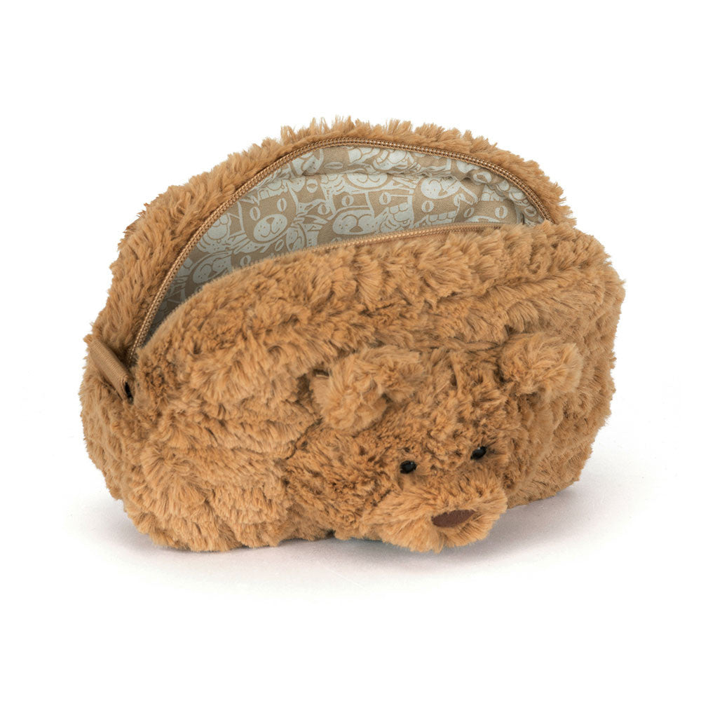 Jellycat Plüsch-Federtasche Schminktasche Teddy Bartholomew 19 cm in braunem Kuschel-Teddy-Design