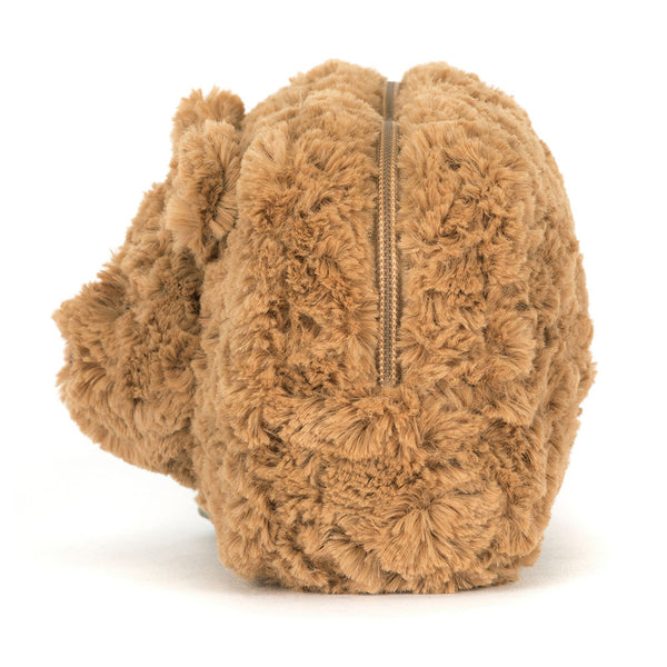 Jellycat Plüsch-Federtasche Schminktasche Teddy Bartholomew 19 cm in braun mit Reißverschluss