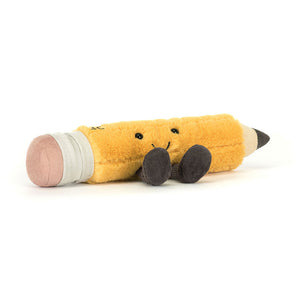 Jellycat Plüsch Lustiger Bleistift 21 cm Kuscheliges gelbes Plüschtier in Bleistiftform
