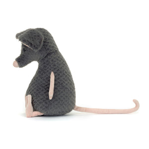 Jellycat Plüschratte – Traurig 27 cm kuschelige graue Stoffratte mit rosa Details sitzend