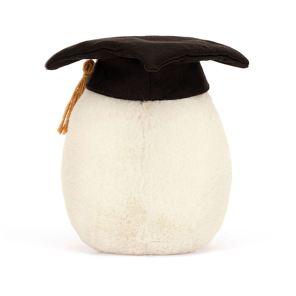 Jellycat Plüsch-Ei – Absolvent 14 cm mit schwarzem Doktorhut und fröhlichem Gesicht