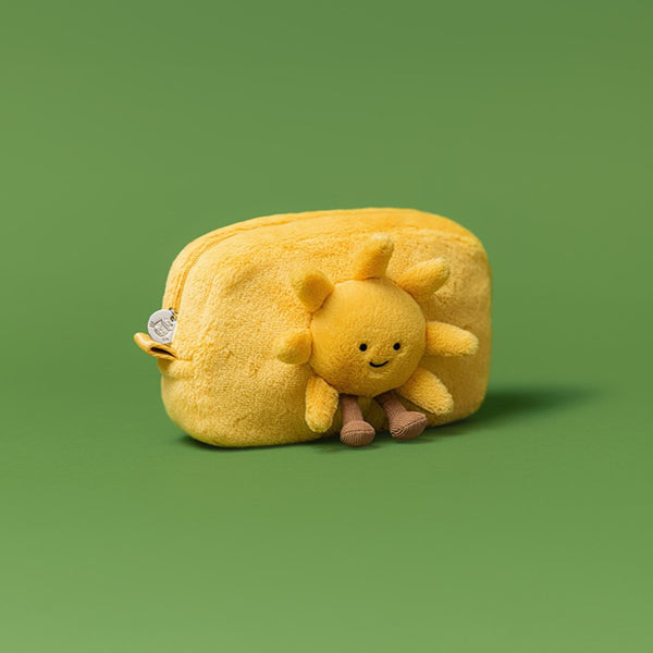 Jellycat Plüsch-Federtasche, Schminktasche - Lächelnder Sonnenschein 19 cm in Gelb