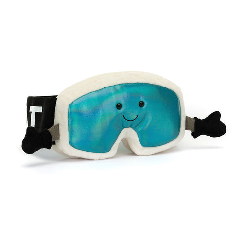 Jellycat Plüsch Jolly Skibrille 17 cm mit lachendem Gesicht und blauem Spiegelglas