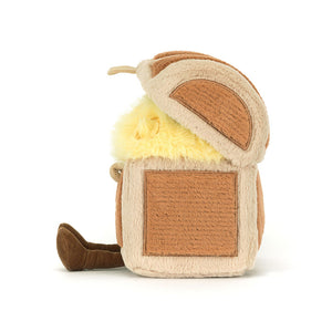 Jellycat Plüsch-Schatzkiste 19 cm Kuscheltier in Form einer geöffneten Schatztruhe mit braunen und gelben Details
