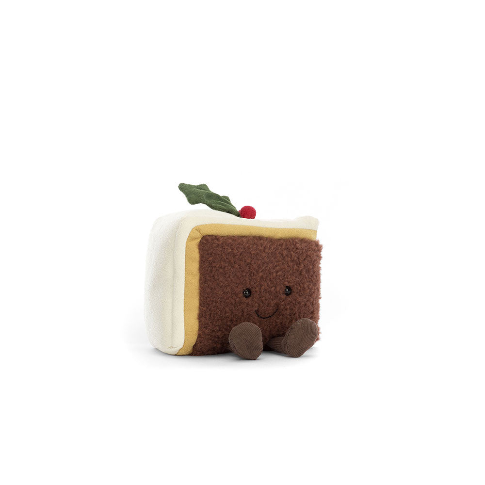 Jellycat Plüsch Weihnachtskuchen 10 cm weicher Kuschelweihnachtskuchen mit Gesicht und Deko