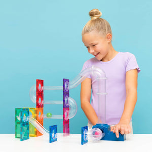 Magnetické stavební kostky – Ball Run Launcher Pack, 47 dílů