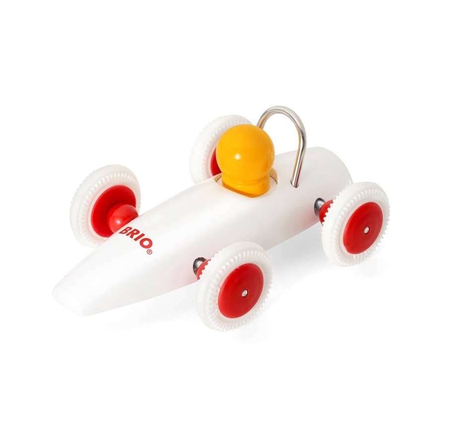 Dřevěné auto – závodní vůz bílý