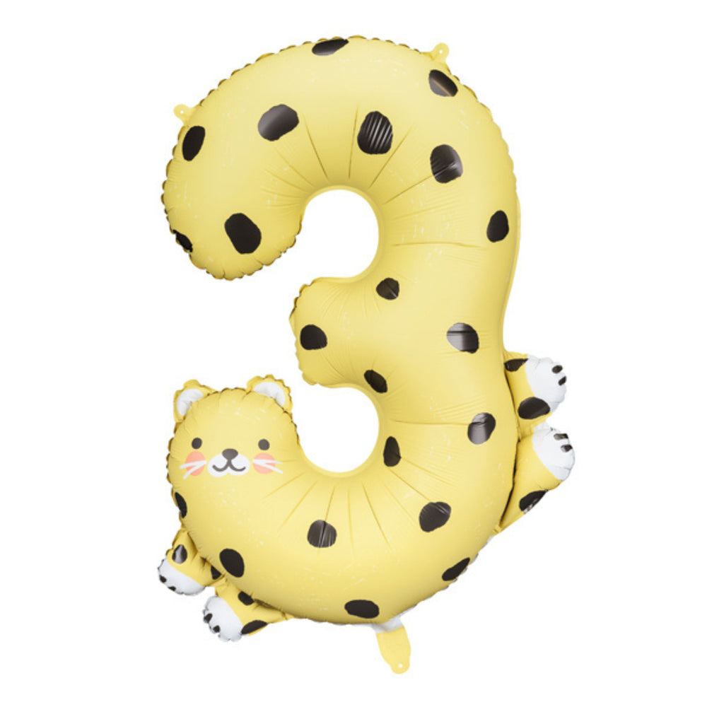 Fóliový balónek 98 cm – Číslo 3 Gepard